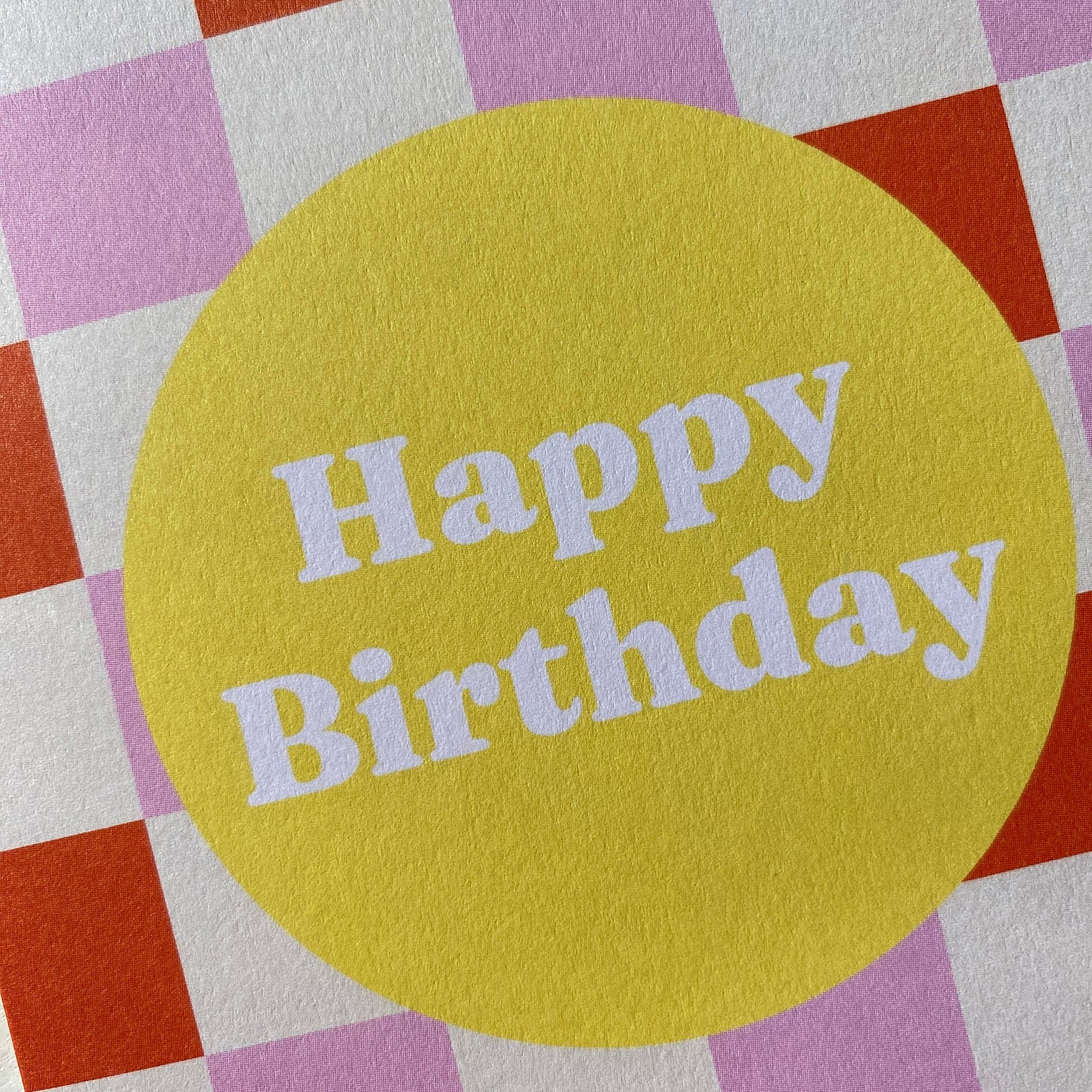 pink check birthday greeting card