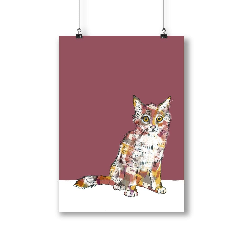 Scaredy Cat Print with 1950's coat - The Paper People Greeting Cards