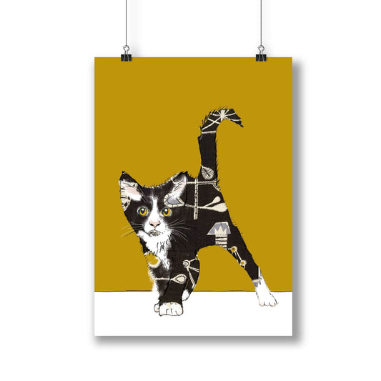Cute Cat with 1950's coat - The Paper People Greeting Cards