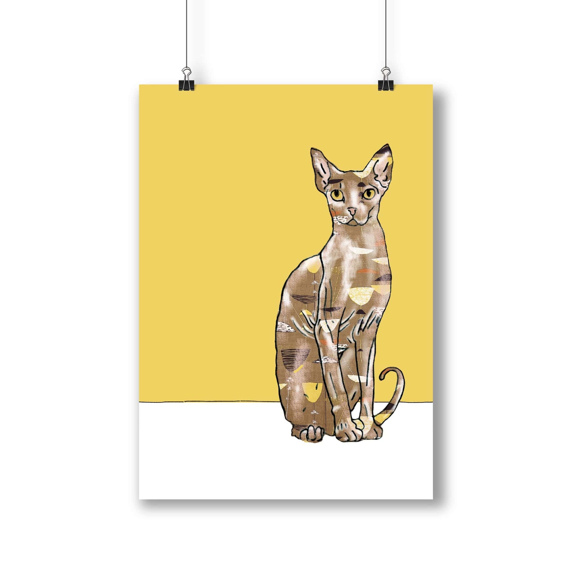 Russian Blue Cat with 1950's coat - The Paper People Greeting Cards