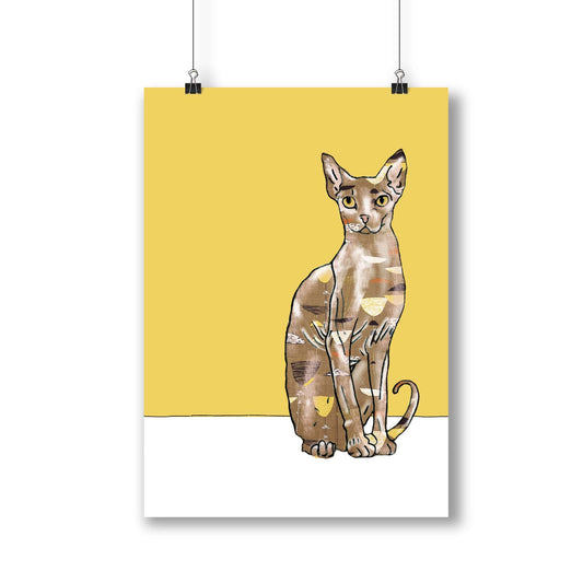 Russian Blue Cat with 1950's coat - The Paper People Greeting Cards