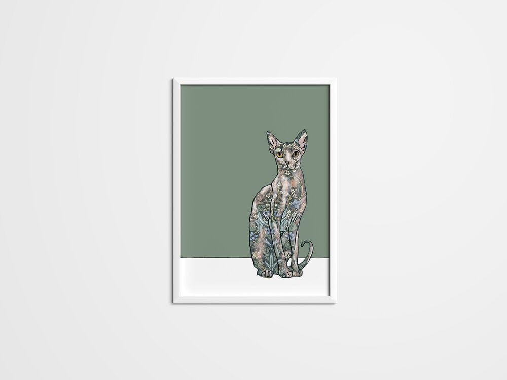 Russian Blue Cat with William Morris coat - The Paper People Greeting Cards