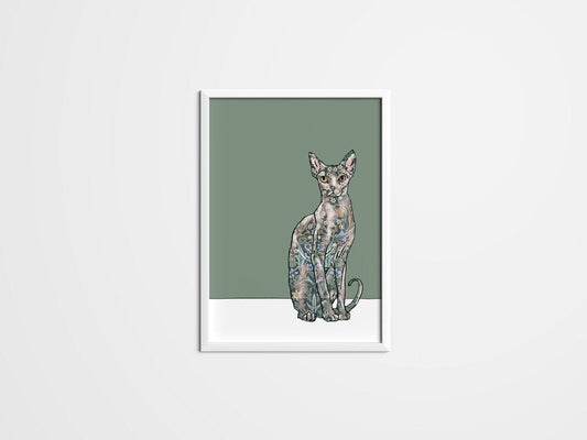Russian Blue Cat with William Morris coat - The Paper People Greeting Cards