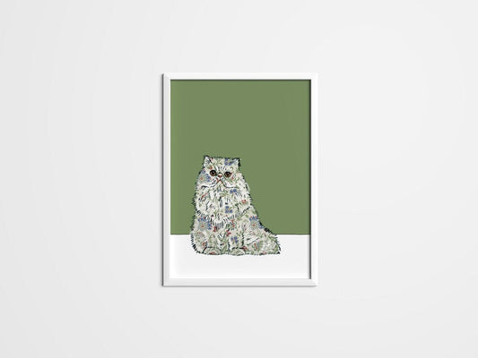 Persian Cat with William Morris coat - The Paper People Greeting Cards