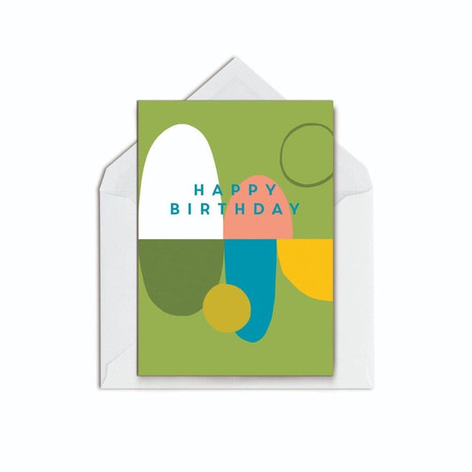 Happy Birthday green shapes - The Paper People Greeting Cards