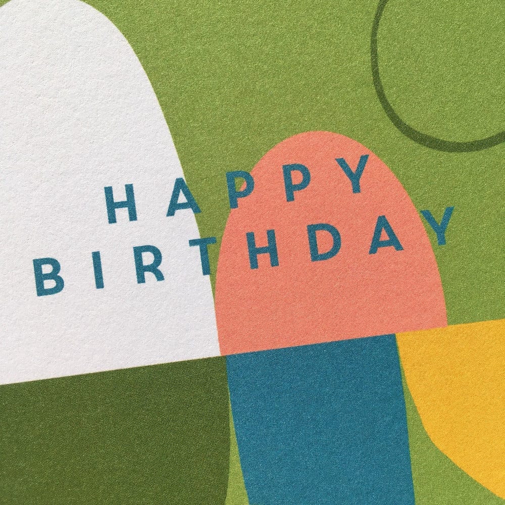 Happy Birthday green shapes - The Paper People Greeting Cards