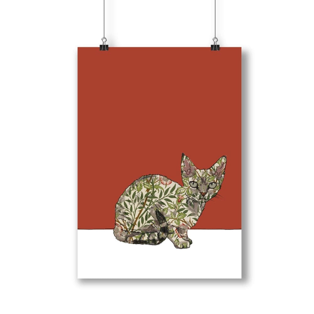 Cornish Rex Cat with William Morris coat - The Paper People Greeting Cards