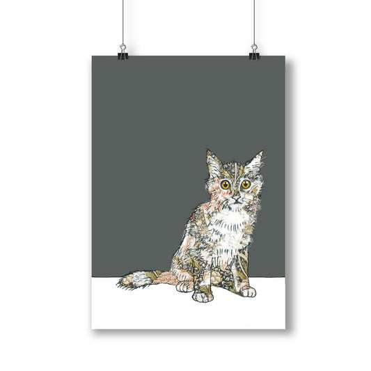 Scaredy Cat Print with Morris Coat - The Paper People Greeting Cards