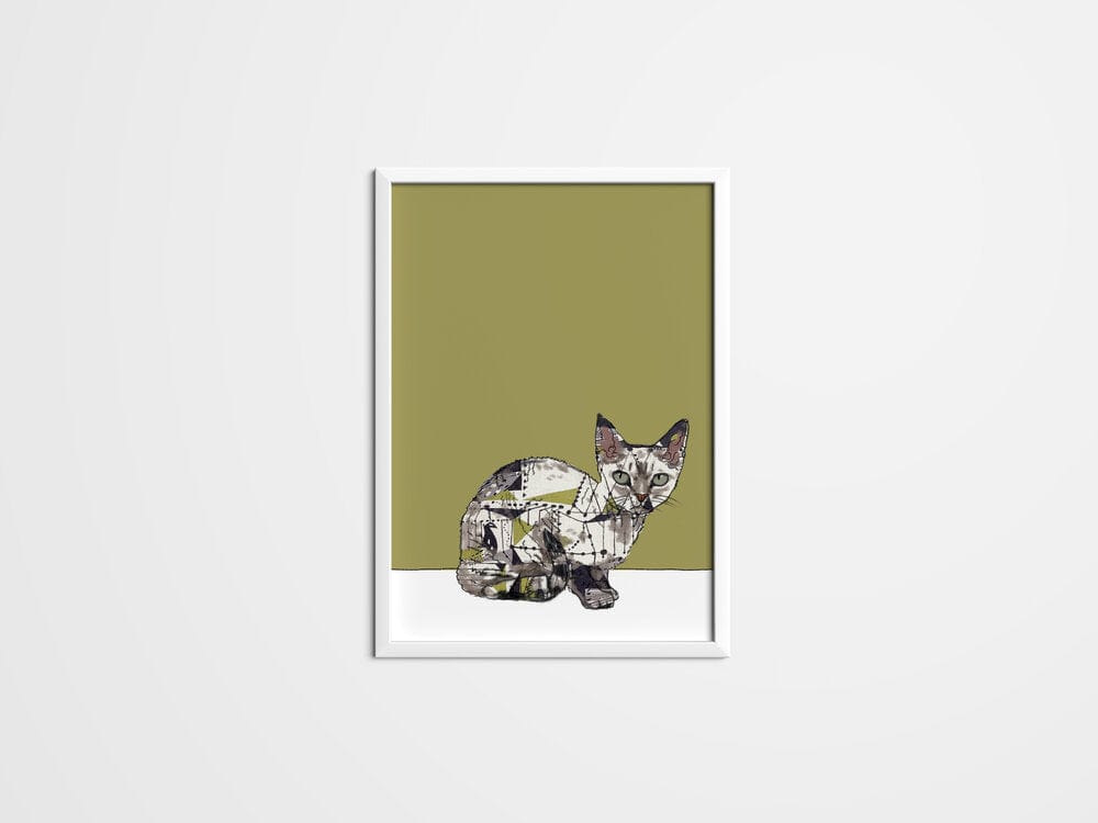 Cornish Rex Cat with 1950's coat - The Paper People Greeting Cards