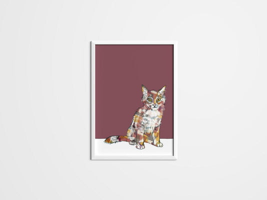 Scaredy Cat Print with 1950's coat - The Paper People Greeting Cards