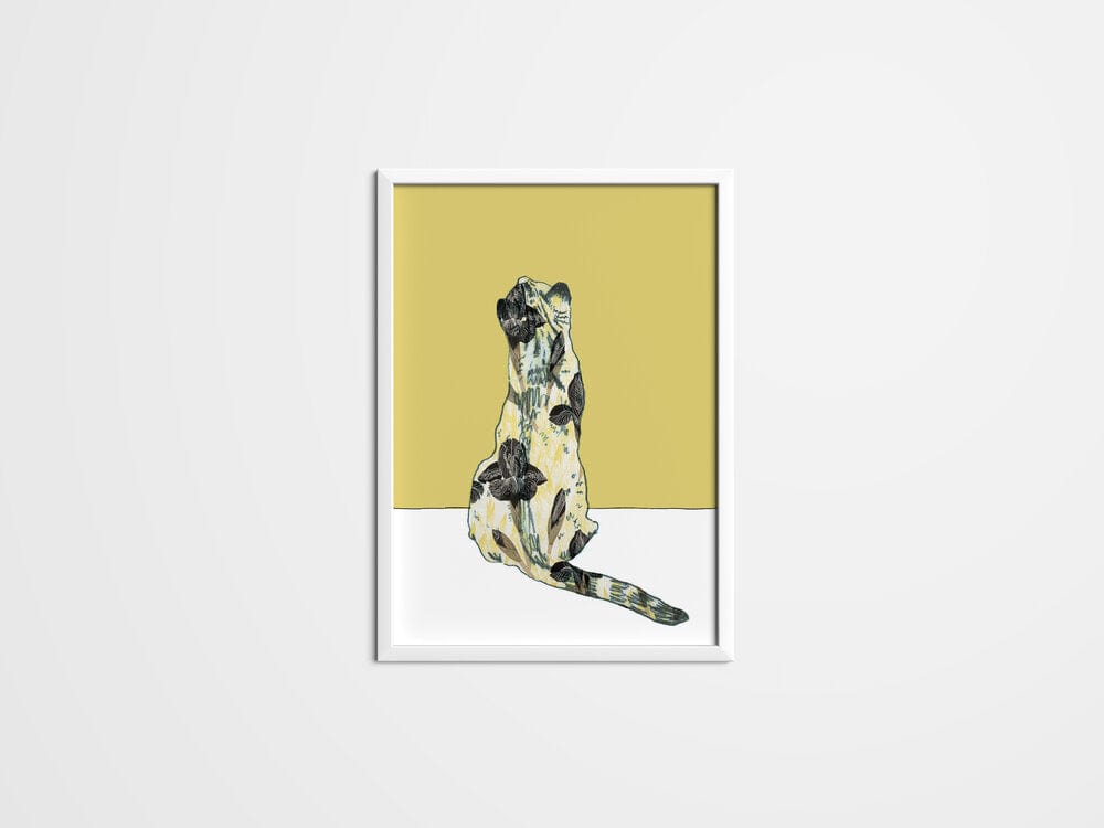 Looking Up Cat with 1950's coat - The Paper People Greeting Cards