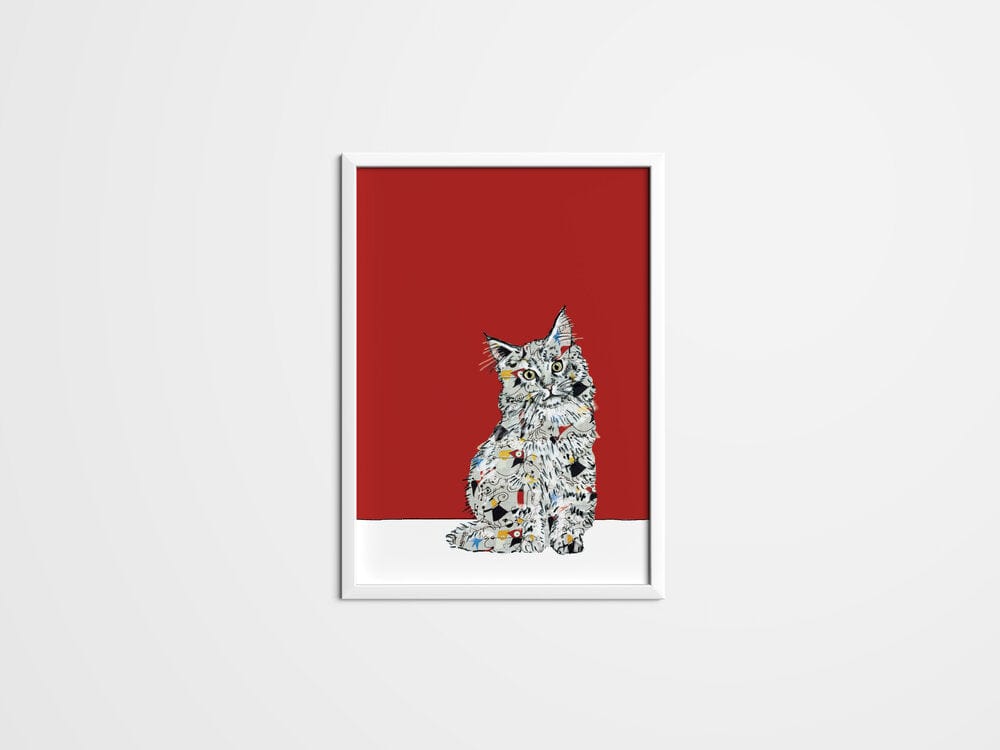 Maine Coon Cat with 1950's coat - The Paper People Greeting Cards