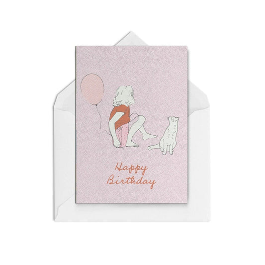 Girl and Cat WS - The Paper People Greeting Cards