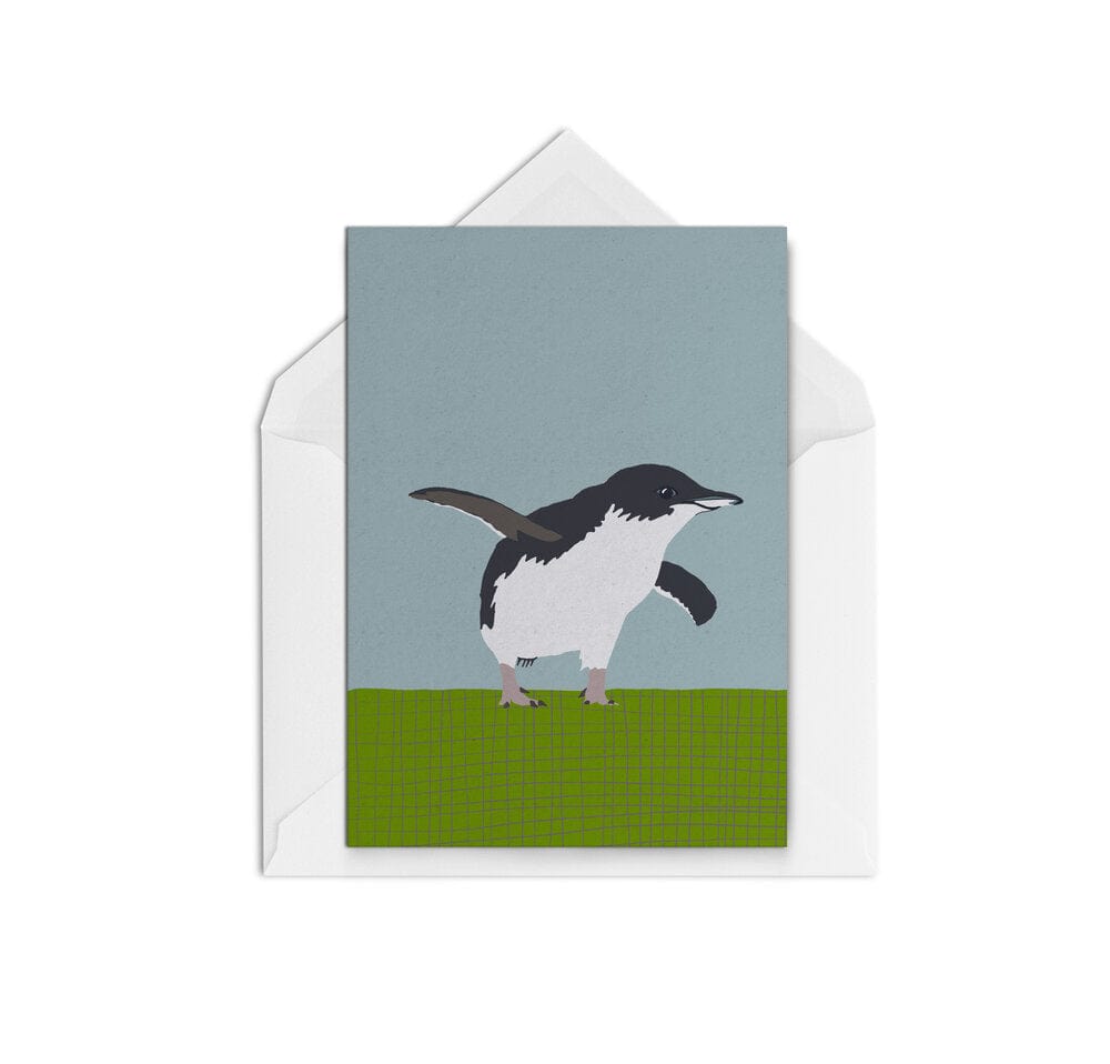 Little Blue Penguin in grey - The Paper People Greeting Cards