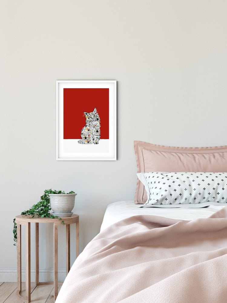Maine Coon Cat with 1950's coat - The Paper People Greeting Cards